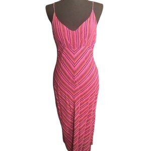 Angie Pink and Purple Striped Midi Dress